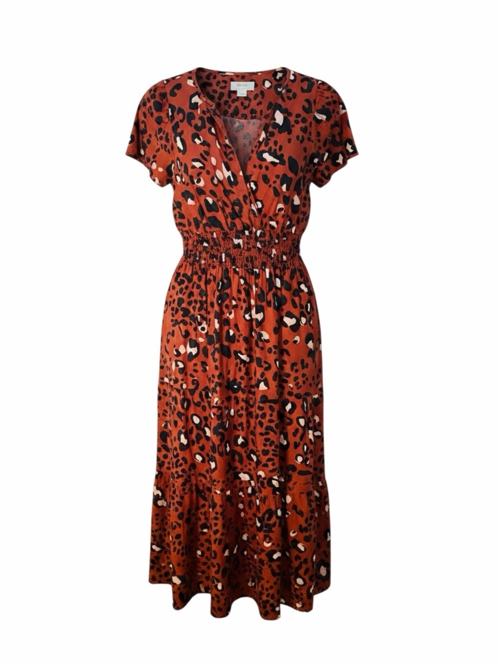 Anthropologie Maeve Rust Leopard Print Sommerset Maxi Dress